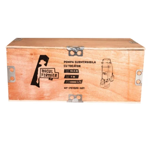 Pompa submersibila cu tocator Micul Fermier MF-PS1020-G01 cutie lemn - debit maxim 12 000 litri Pompa submersibila cu tocator Micul Fermier MF-PS1020-G01 cutie lemn - debit maxim 12 000 litri